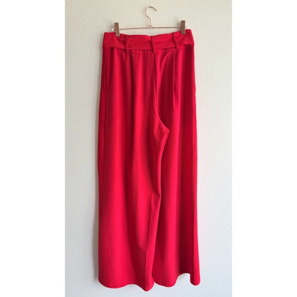 Flying Tomato Wide Leg High Rise Pleated Pants with Self Tie in Red size Medium - Picture 9 of 12